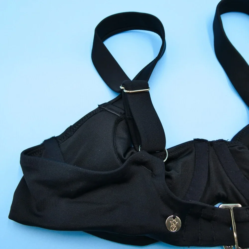 Victorias Secret 34A Black Underwired Push Up Wide Straps Bikini Top Swimwear VS